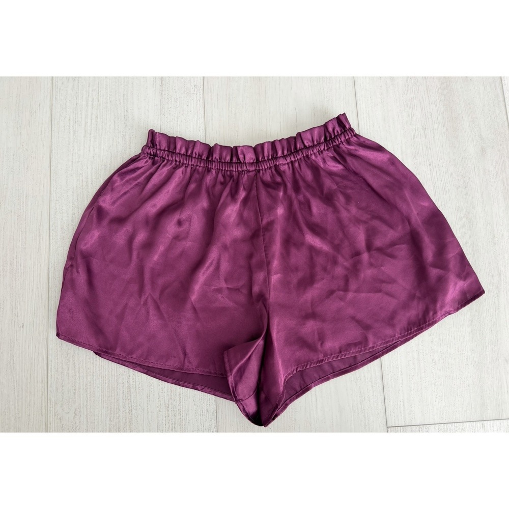 Vintage Victoria's Secret Gold Label Satin Shorts Sz S Magenta Pink